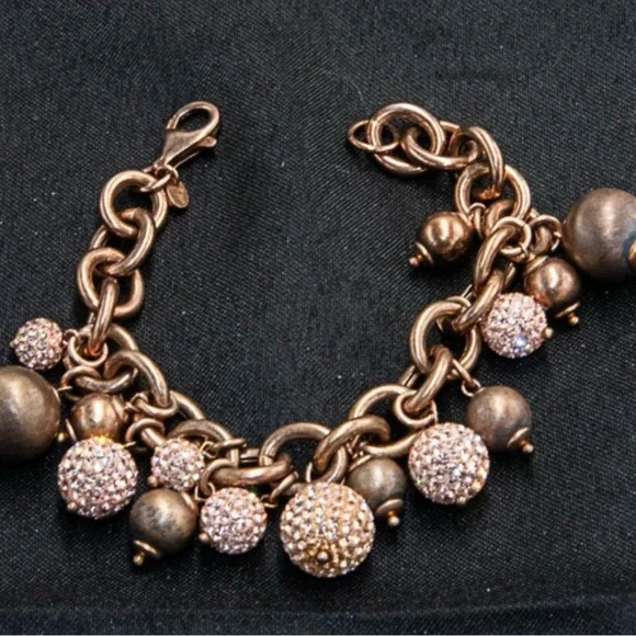 Vintage Milor of Italy Rose Gold Plated on .925 Sterling Ball Charm Bracelet. - Picture 2 of 2